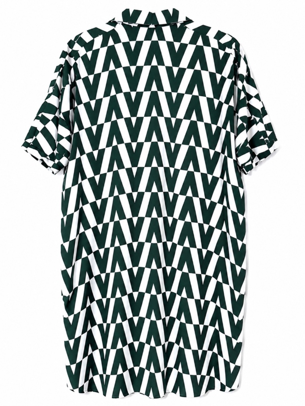 C YARD Green & White Geometric V-Pattern Shirt Dress - Picture 2 of 6